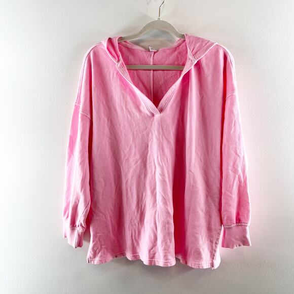 Old Navy Oversized French Terry Hooded Sweatshirt Neon Pink Small - Picture 2 of 8